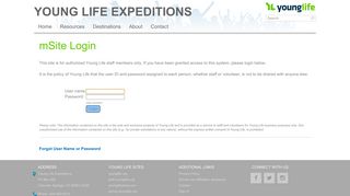 mSite Login - Young Life Expeditions