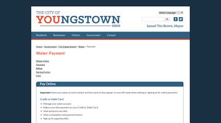 Water: Payment - City of Youngstown, Ohio