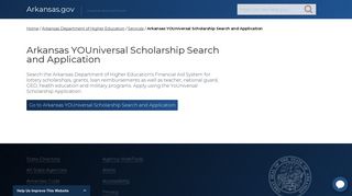 Arkansas YOUniversal Scholarship Search and Application | Arkansas ...