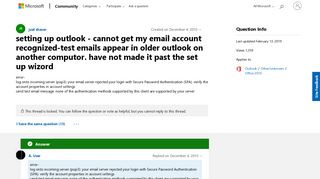 setting up outlook - cannot get my email account recognized-test ...