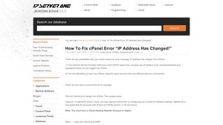 How To Fix cPanel Error “IP Address Has Changed!” | IPSERVERONE