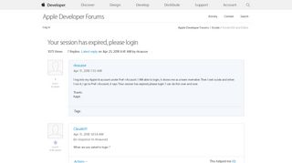 Your session has expired, please login |Apple Developer Forums