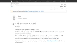 xcode your session has expired - Apple Community