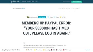 Membership PayPal error: 
