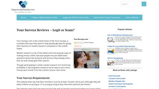 Your Surveys Reviews - Legit or Scam? - OpportunityChecker.com