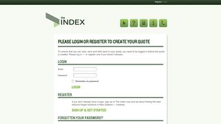 Please login or register to create your quote - The Index