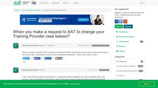 When you make a request to AAT to change your Training Provider ...
