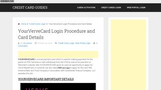 YourVerveCard - Application Login and Card Deatils - Credit Card ...