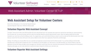Web Assistant Admin: Volunteer Center SETUP - Volunteer Software