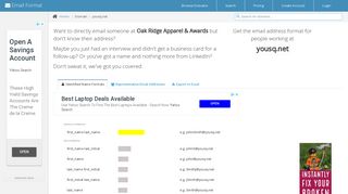 Email Address Format for yousq.net (Oak Ridge Apparel & Awards ...