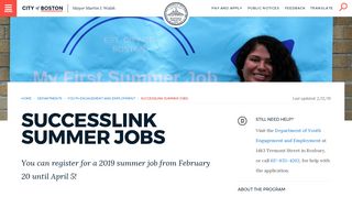 SuccessLink summer jobs | Boston.gov