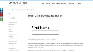 Youth Online Attendance Sign-In » UM Youth Leaders