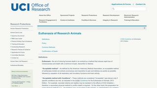 Euthanasia of Research Animals - Office of Research - UCI