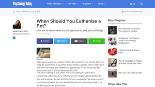 When Should You Euthanize a Pet? | Psychology Today