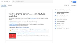 Analyze channel performance with YouTube Analytics - YouTube Help