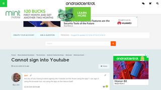 Cannot sign into Youtube - Android Forums at AndroidCentral.com