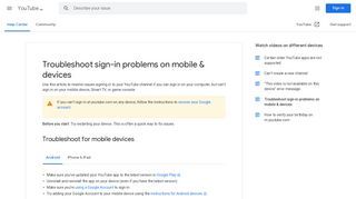 Troubleshoot sign-in problems on mobile & devices - Android ...