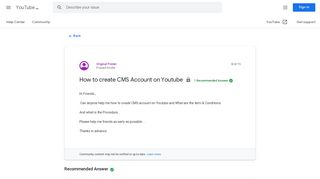 How to create CMS Account on Youtube - Google Product Forums