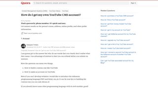 How to get my own YouTube CMS account - Quora