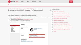 Enabling Content ID API for your YouTube channel : Grabyo