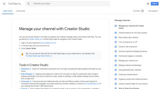 Manage your channel with Creator Studio - YouTube Help