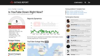 YouTube Down? Service Status, Map, Problems History - Outage.Report