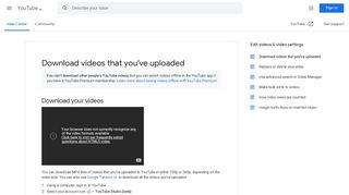 Download videos that you've uploaded - YouTube Help