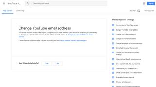 Change YouTube email address - YouTube Help - Google Support