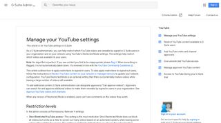Manage your YouTube settings - G Suite Admin Help - Google Support