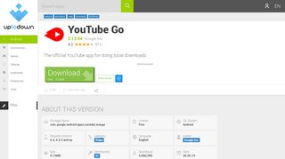 The official YouTube app for doing local downloads - youtube go