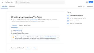 Create an account on YouTube - Computer - YouTube Help