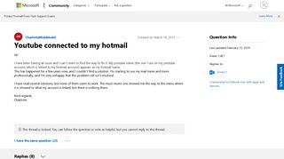 Youtube connected to my hotmail - Microsoft Community