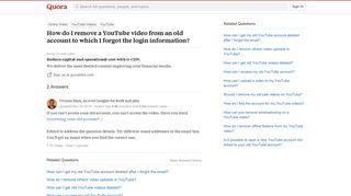 How to remove a YouTube video from an old account to which I ...