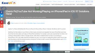[Quick Fix]YouTube Not Working/Playing on iPhone/iPad in iOS 11 ...