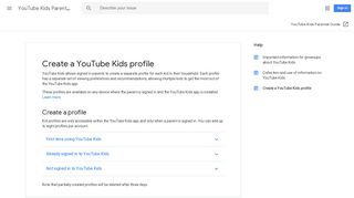 Create a YouTube Kids profile - YouTube Kids Parental Guide