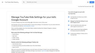 Manage YouTube Kids Settings for your kid's Google Account ...