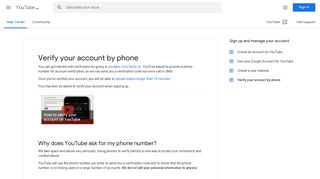 Verify your account by phone - YouTube Help - Google Support