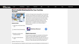 How to Enable Monetization for Your YouTube Account | Chron.com