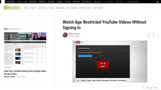 Watch Age Restricted YouTube Videos Without Signing In - Lifehacker