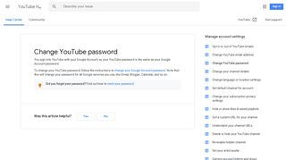Change YouTube password - YouTube Help - Google Support