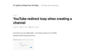 YouTube redirect loop when creating a channel – St. Ignatius College ...