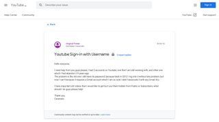 Youtube Sign-in with Username - Google Product Forums