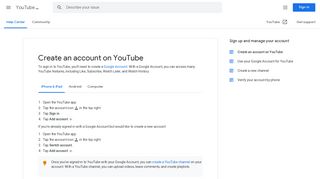 Create an account on YouTube - iPhone & iPad - YouTube Help