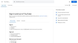 Sign in and out of YouTube - iPhone & iPad - YouTube Help