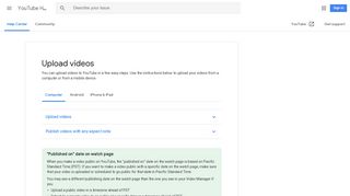Upload videos - Computer - YouTube Help - Google Support