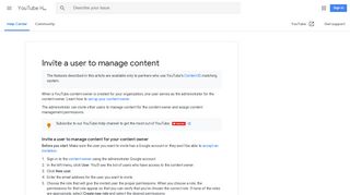 Invite a user to manage content - YouTube Help - Google Support