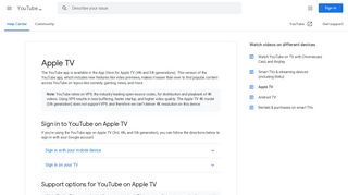 Apple TV - YouTube Help - Google Support