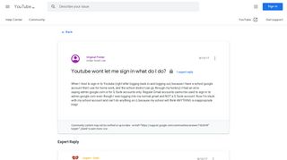 Youtube wont let me sign in what do I do? - Google Product Forums