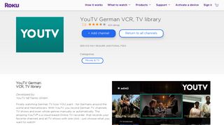 YouTV German VCR, TV library | Roku Channel Store | Roku