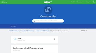 login error with BT youview box - NOW TV Community